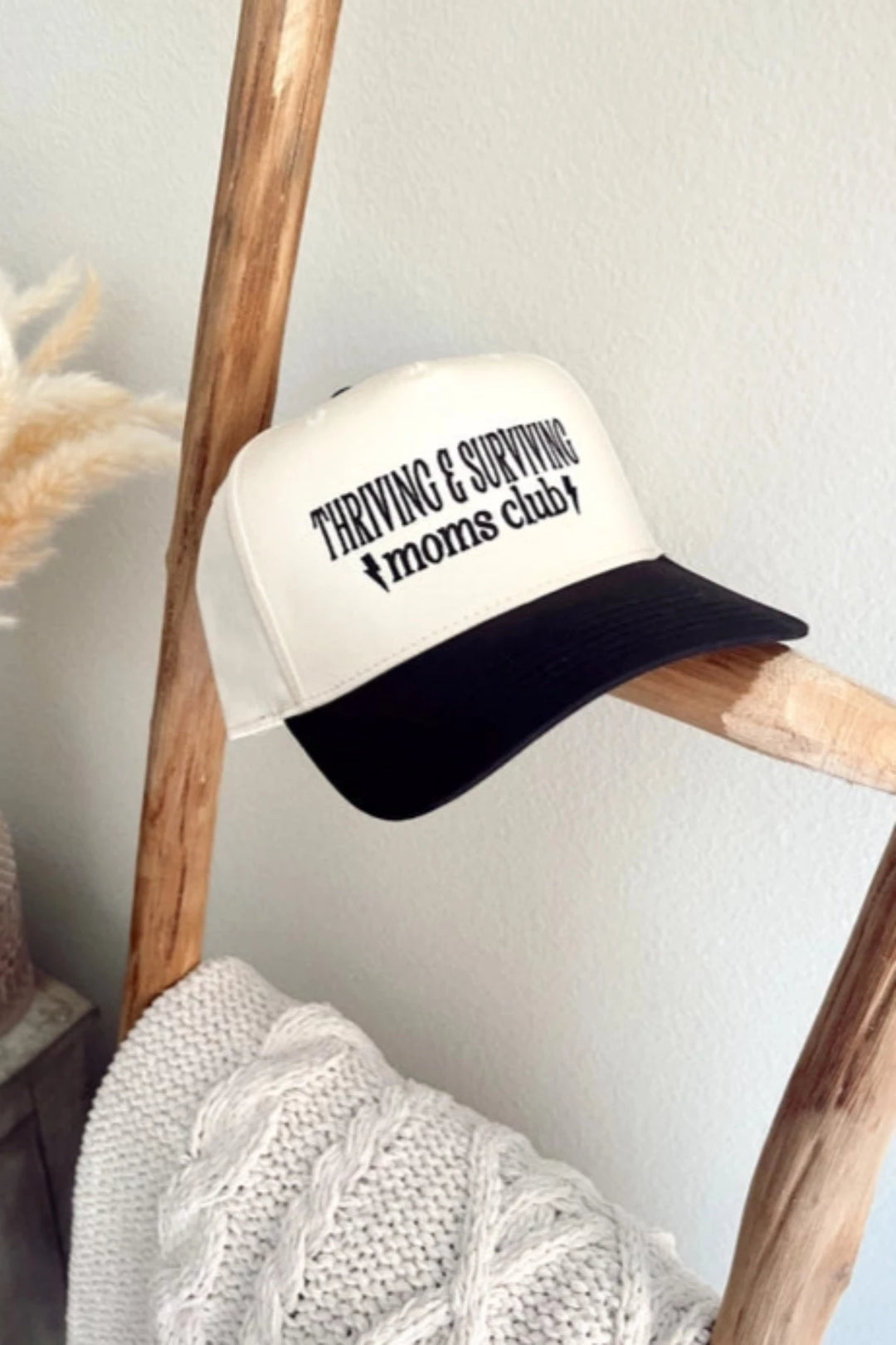 Thriving & Surviving Moms Club Trucker Hat - Cream/Black