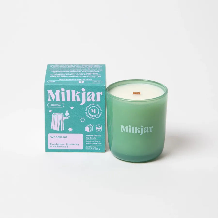 Milk Jar Co Woodland - Eucalyptus, Rosemary & Cedarwood Coconut Soy Candle - 8 Oz