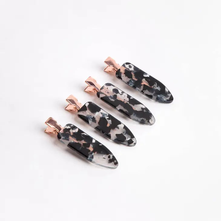 Kitsch Eco-Friendly Creaseless Hair Clips 4 Piece Set - Black Terrazo