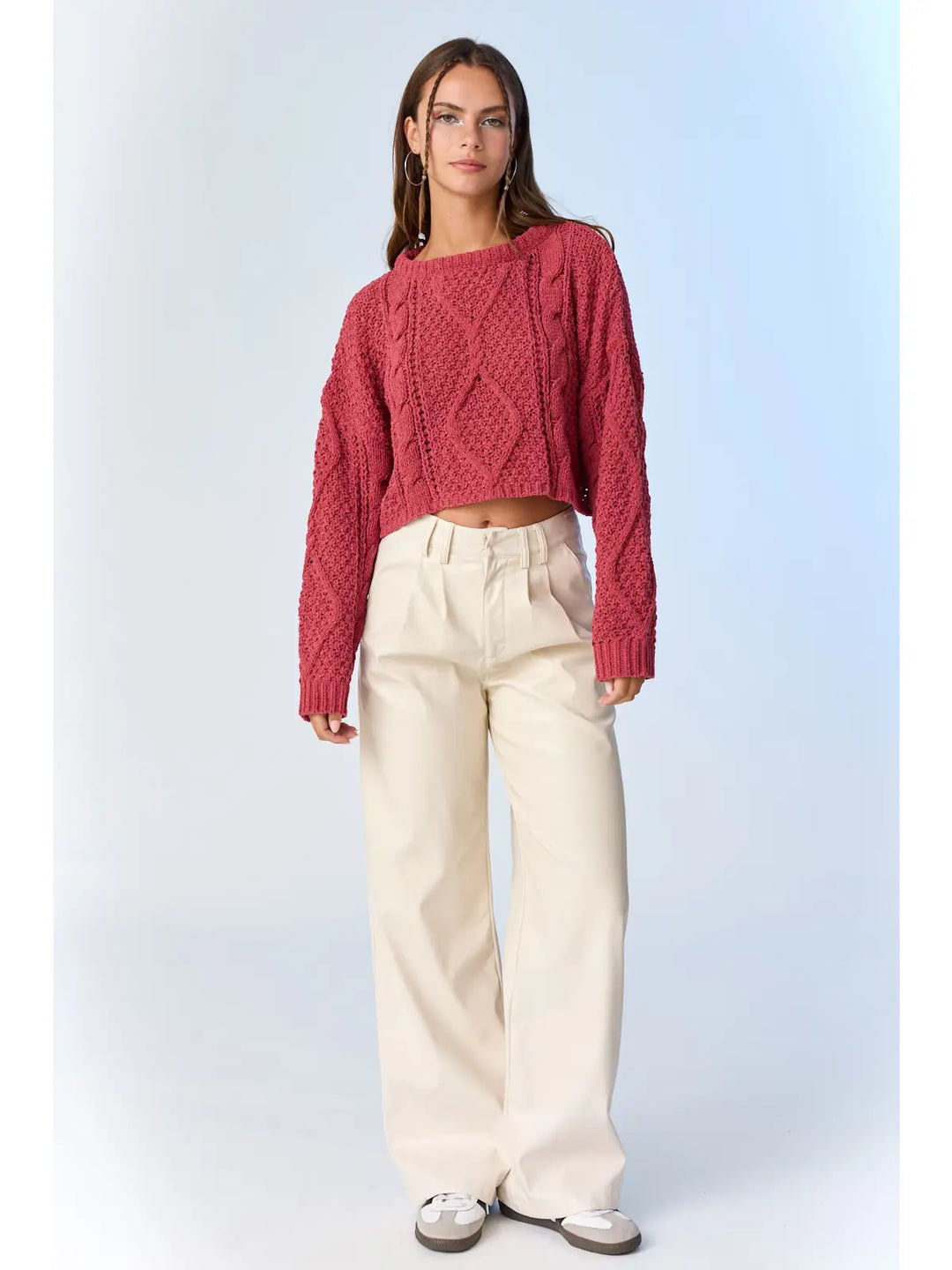 Cora Cable Knit Cropped Sweater