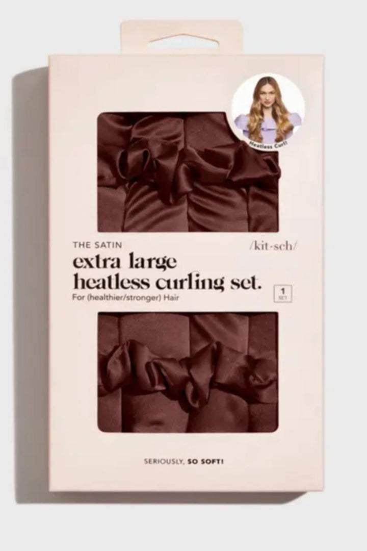 Kitsch XL Satin Heatless Curling Set - Chocolate