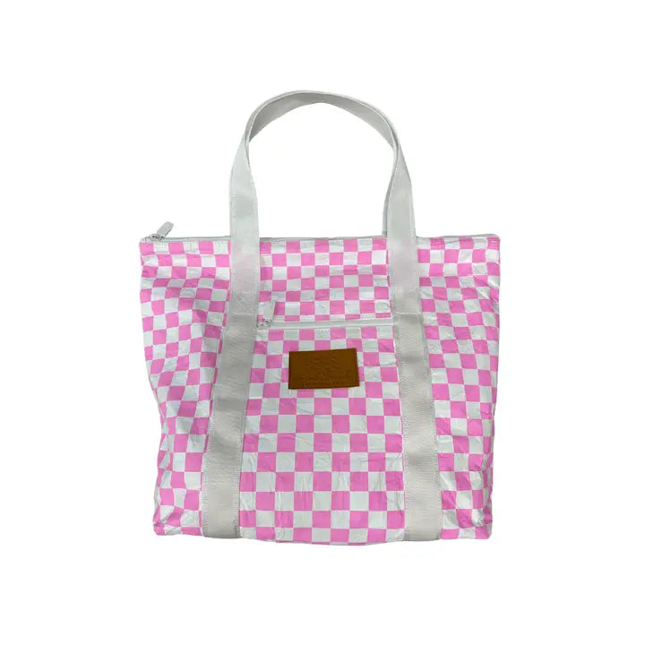 Local Beach Checker Shoulder Tote