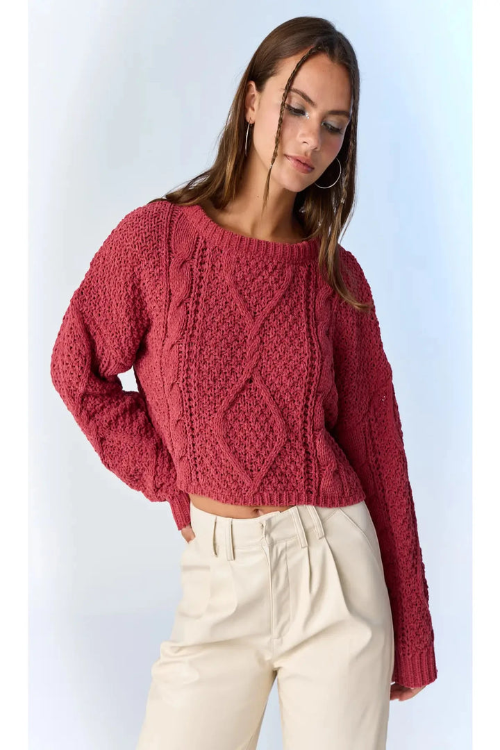 Cora Cable Knit Cropped Sweater