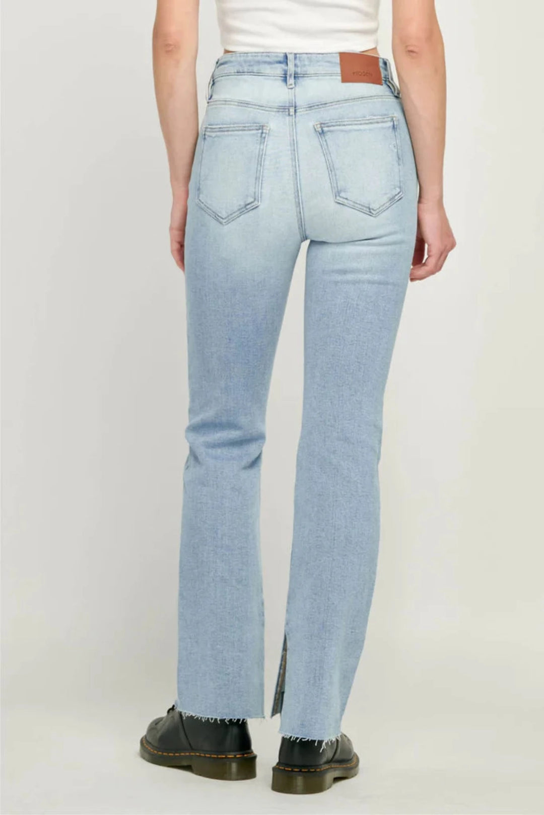 Hidden Jeans Ryan Clean Side Slit Bootcut Pants - Light Wash