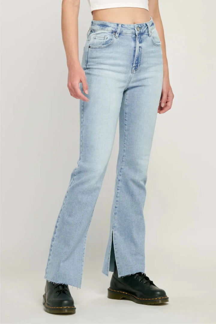 Hidden Jeans Ryan Clean Side Slit Bootcut Pants - Light Wash