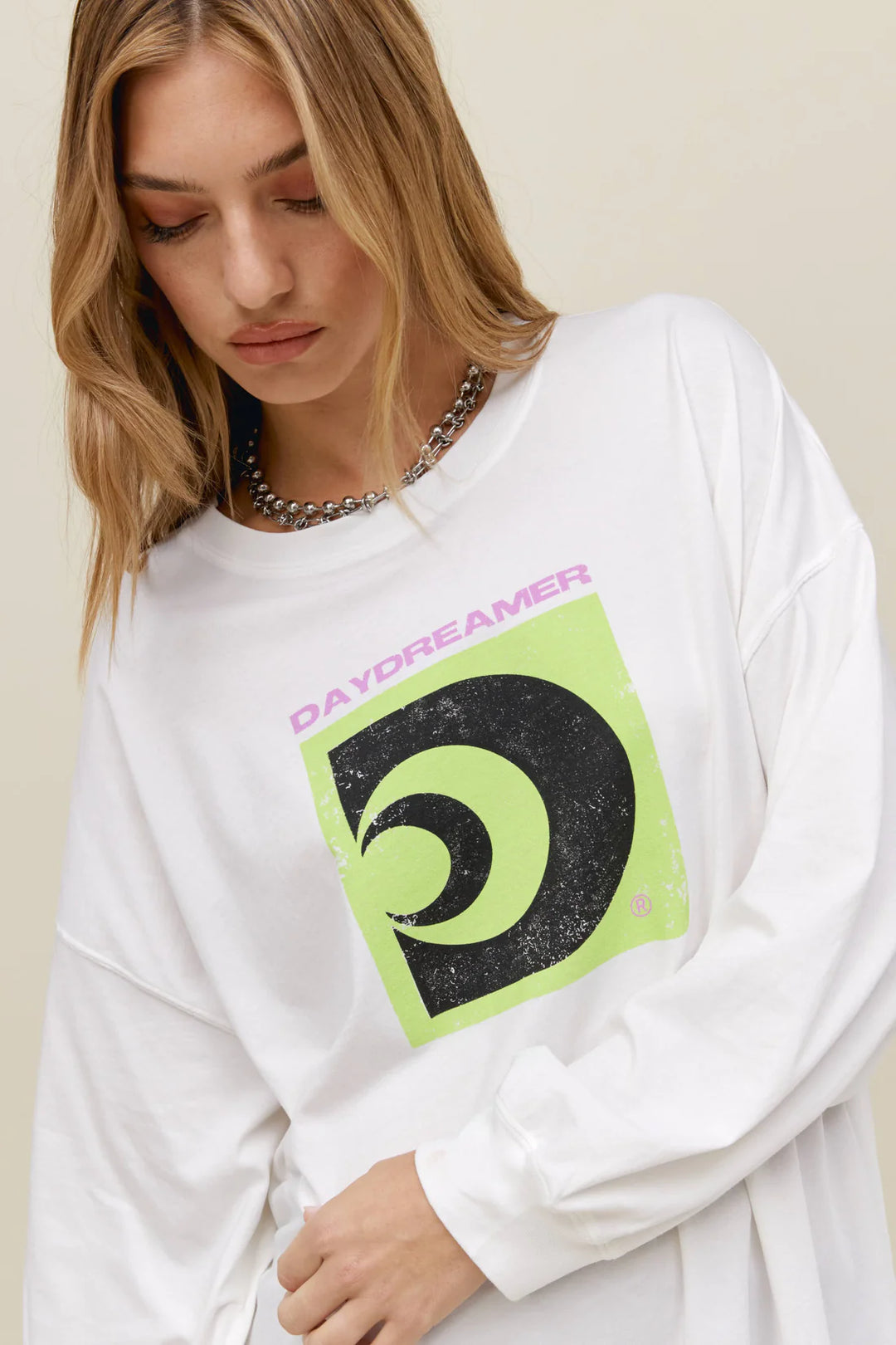 Daydreamer Worldwide Sound Long Sleeve Top - Vintage White-Daydreamer-drinkingwaterbeekman