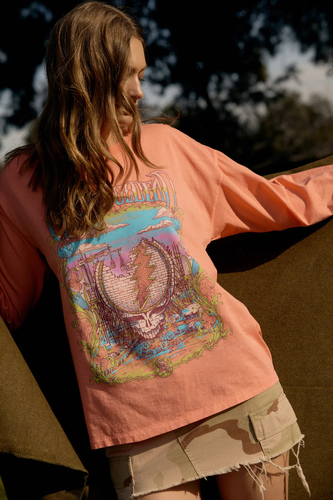 Daydreamer Grateful Dead Under Construction Long Sleeve Top - Desert Flower-Daydreamer-drinkingwaterbeekman