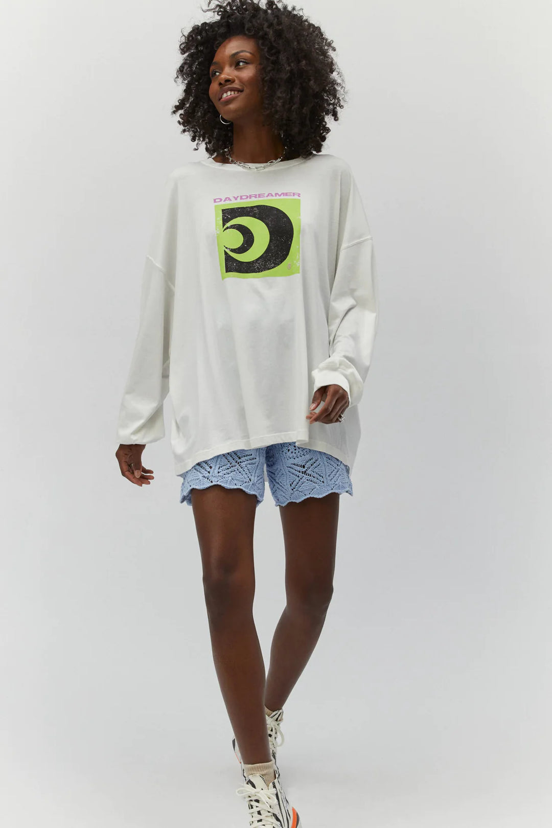 Daydreamer Worldwide Sound Long Sleeve Top - Vintage White-Daydreamer-drinkingwaterbeekman