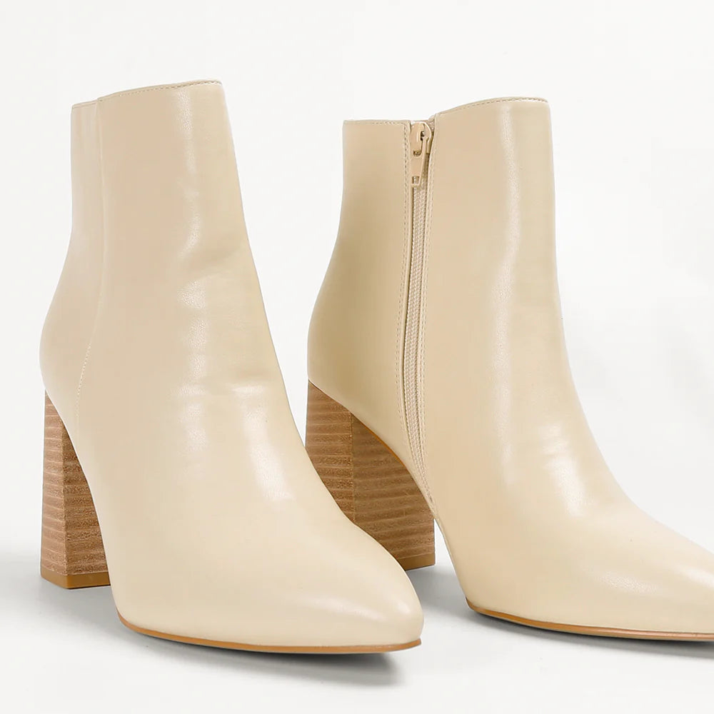 Veronica Leather Boot - Bone