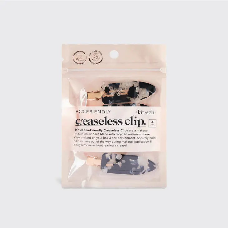 Kitsch Eco-Friendly Creaseless Hair Clips 4 Piece Set - Black Terrazo-KITSCH-drinkingwaterbeekman