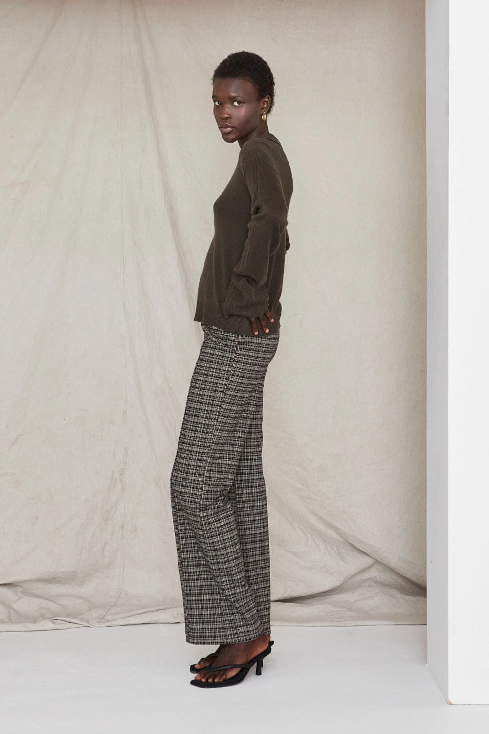 Gianna Jacquard Check Pants-PANTS-drinkingwaterbeekman