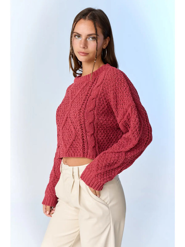 Cora Cable Knit Cropped Sweater