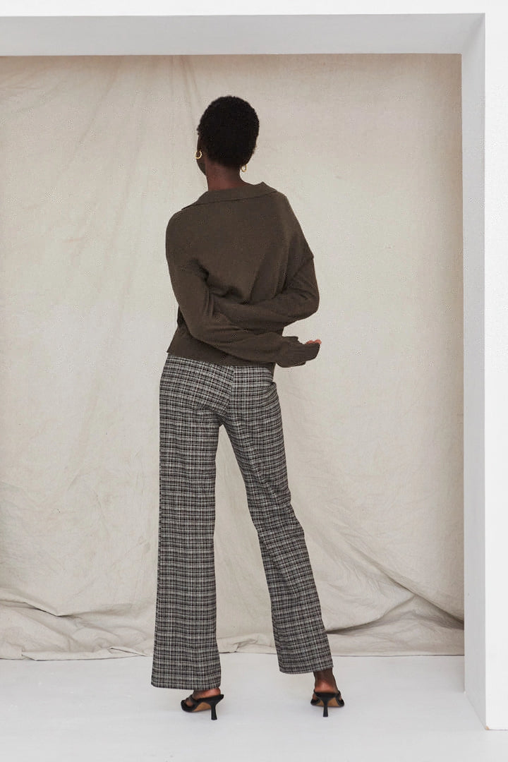 Gianna Jacquard Check Pants-PANTS-drinkingwaterbeekman