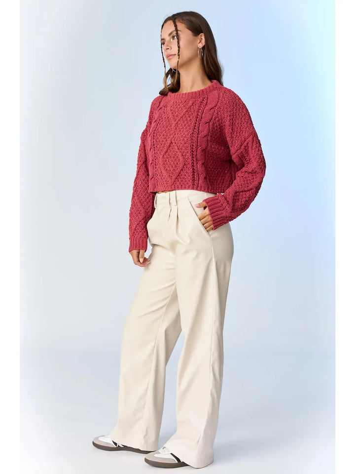 Cora Cable Knit Cropped Sweater