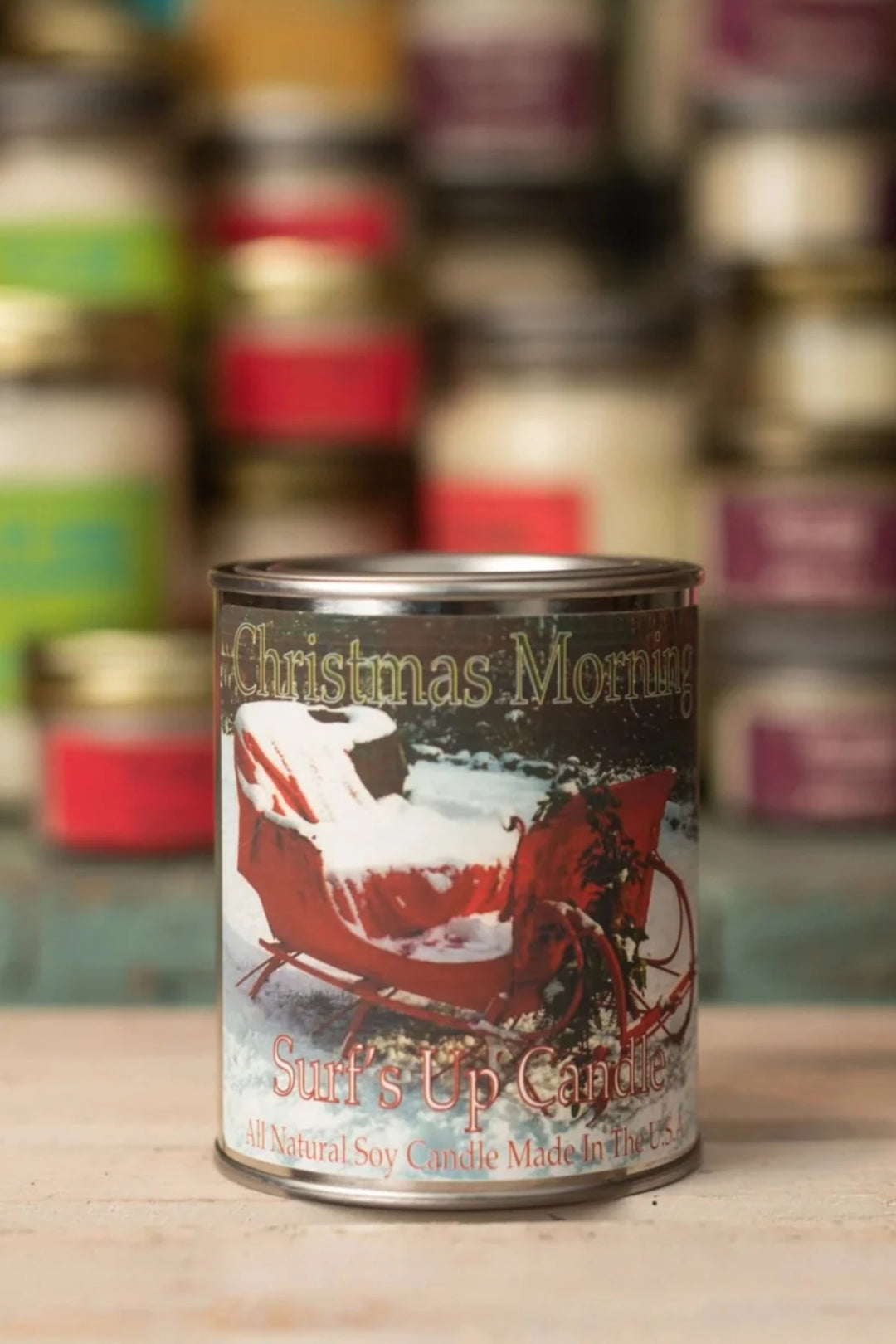 SURF'S UP CANDLE - PAINT CAN SOY CANDLE 16 OZ - CHRISTMAS MORNING-Surfs Up Candle-drinkingwaterbeekman