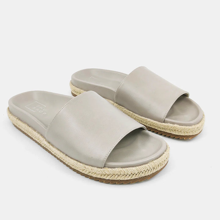 Cristiana Espadrille Slide Sandals - Taupe-SHUSHOP-drinkingwaterbeekman