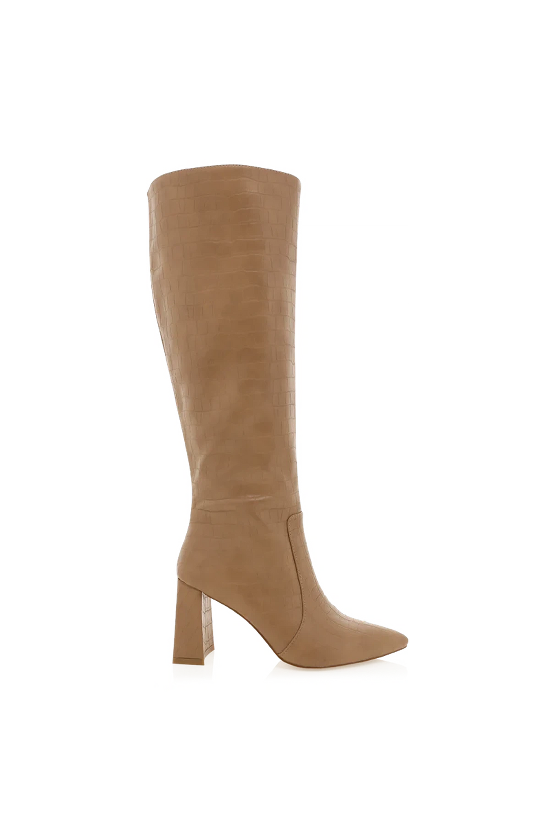 Elanor Knee High Croc Boots - Camel Croc