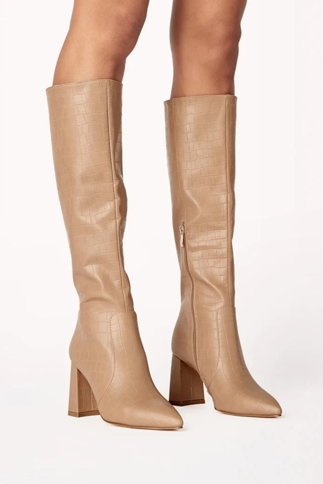 Elanor Knee High Croc Boots - Camel Croc-BILLINI-drinkingwaterbeekman