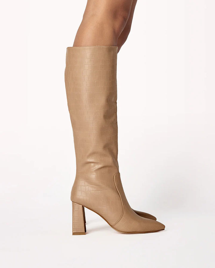 Elanor Knee High Croc Boots - Camel Croc-BILLINI-drinkingwaterbeekman