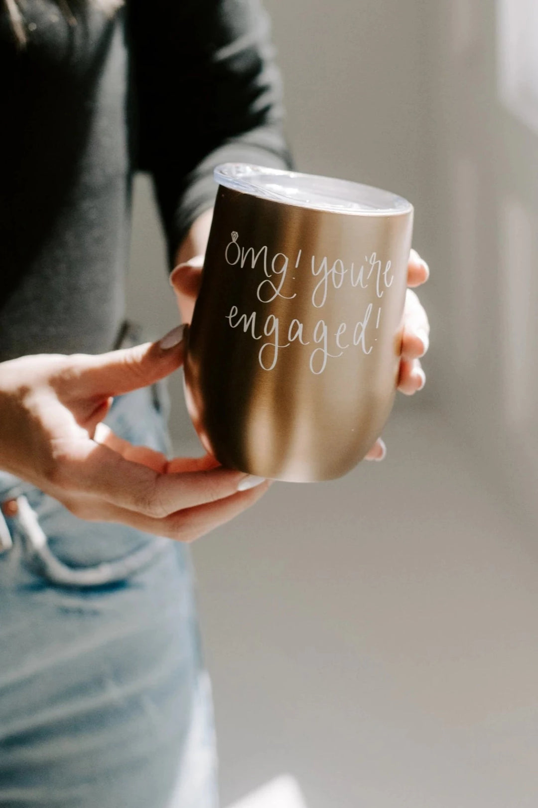 OMG! YOU'RE ENGAGED! METAL WINE TUMBLER